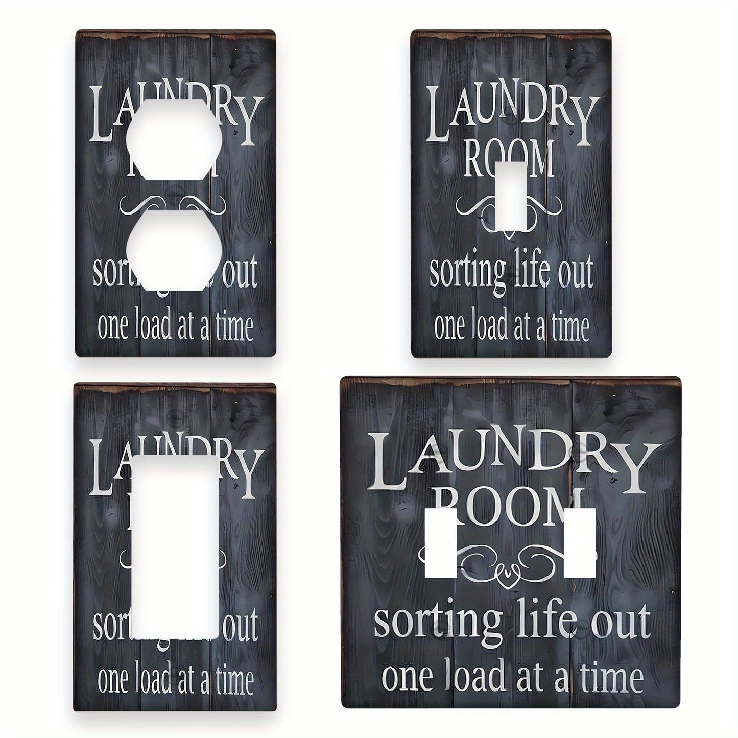 Laundry-themed light switch cover for indoor/outdoor use in bedroom, kitchen, or bathroom. Easy to install with no battery required. Pack of 1.