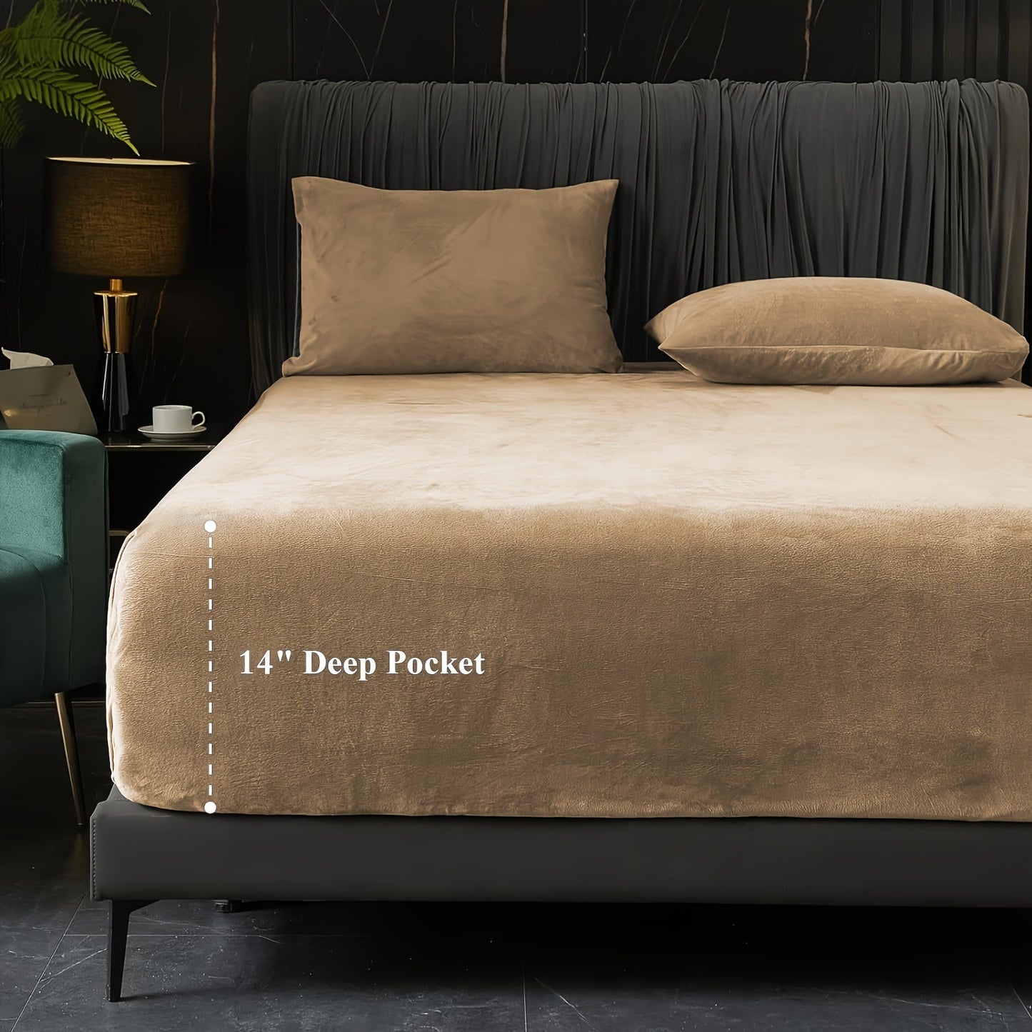 Elegant Velvet Fitted Sheet & Pillowcase Set, 3-Piece Deep Pocket Bedding, Luxuriously Soft, Perfect for All Seasons, Low Maintenance, Machine Washable - Solid Color Milk Velvet Ensemble made with Polyester, Secure Elastic Fit, Great Gift for Christmas