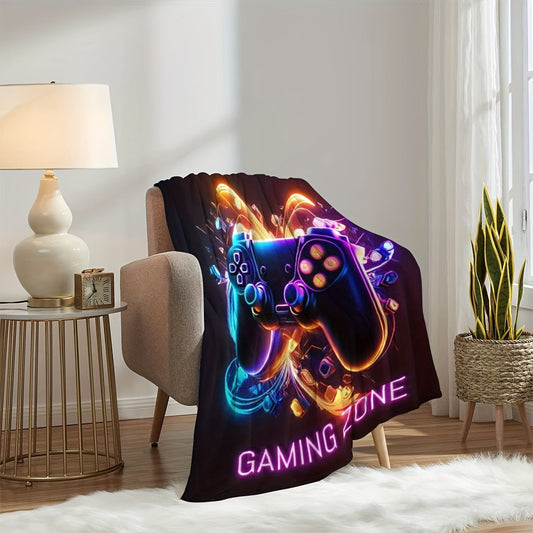 The Ultra-Soft Game Controller Print Throw Blanket is the perfect gift for gamers, suitable for all seasons. It provides cozy and comfortable warmth for relaxing on the couch, bed, or during office naps.