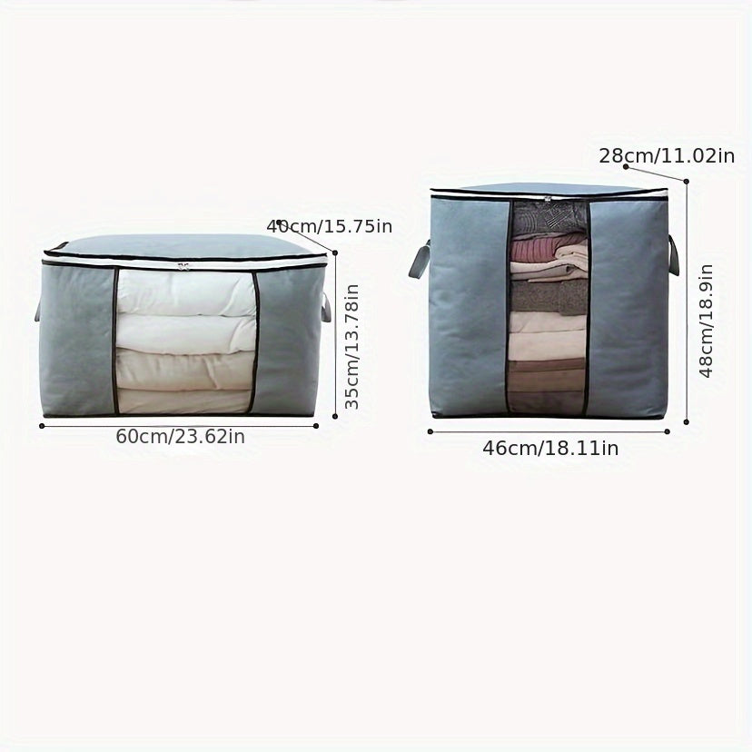 Portable, versatile clothes container for home and dorm - Extra-large zippered storage organizer.