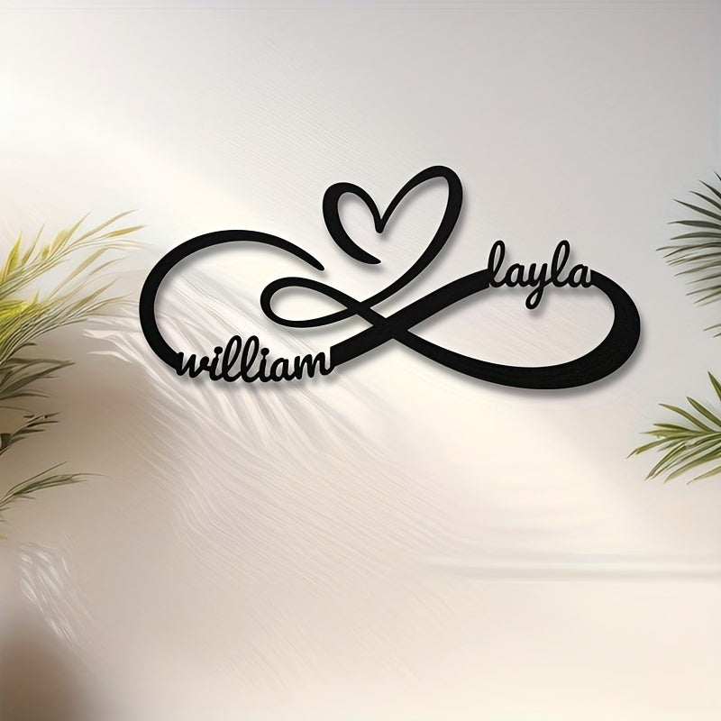 Personalized Metal Couple Name Sign with Infinity Love Heart Design - Customizable Wall Art for Newlyweds, Unique Wedding Gift, Anniversary Present, and Valentine's Day Gift - Perfect for Home Decor