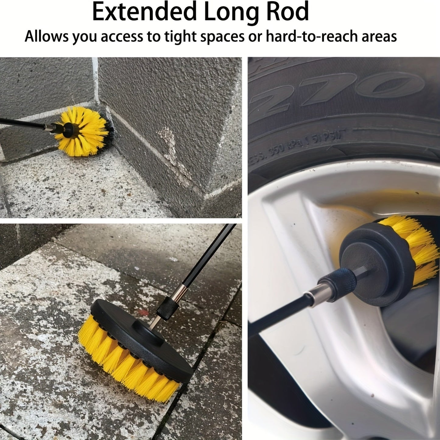 Get a package of Drill Brush Attachments with Cleaning Pads in sets of 3, 8, 10, 13, or 16. This Multi-Purpose Electric Scrubber is perfect for use in bathrooms, on floors, tiles, grout, and for car detailing.