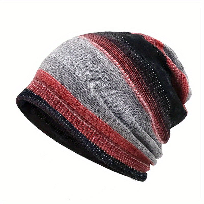 Bir parcha Unisex 2-in-1 Chiziqli Slouchy Beanie va Sharf