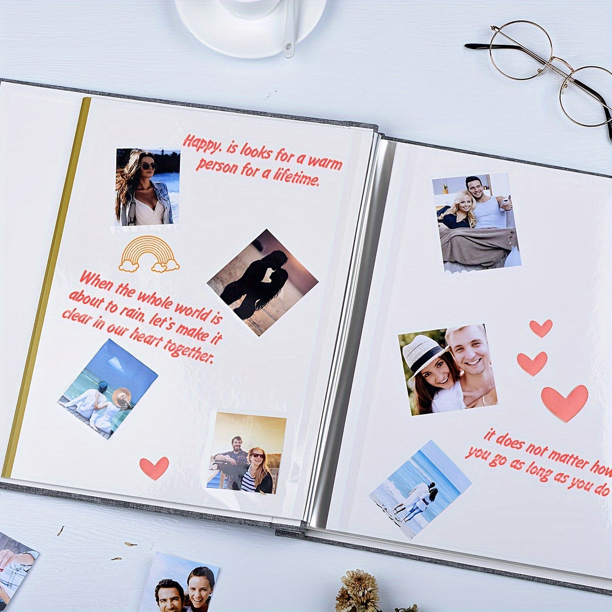 Large Self-Adhesive Travel Photo Album for 4x6, 5x7, and 8x10 Pictures - Perfect for Scrapbooking, DIY Projects, and Commemorating Special Occasions. Features 40 Sticky Pages and a Linen Cover. Ideal for Creating Personalized Anniversary, Christmas