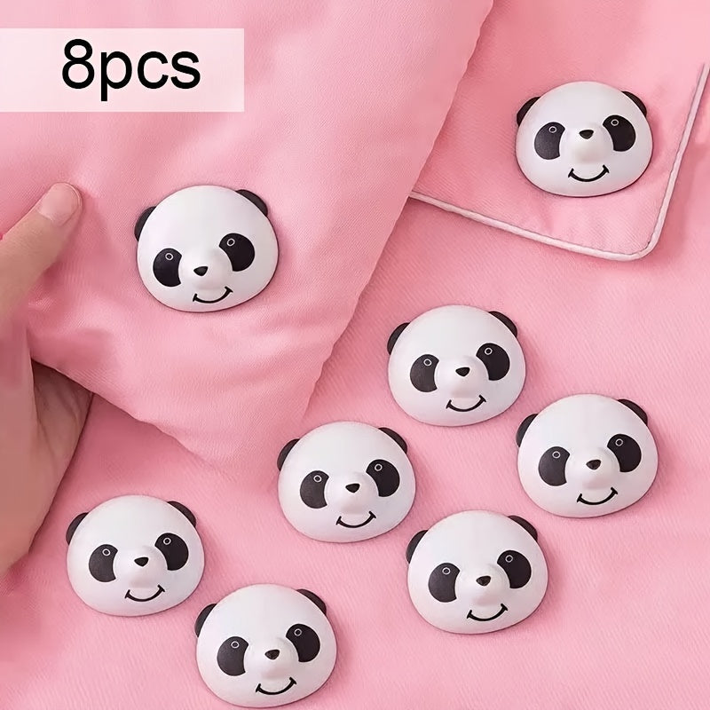 Set of 8 Panda Quilt Retainer Clips - Secure Anti-slip Buckles for Bedding - Perfect for Sofa Cushions and Quilt Covers