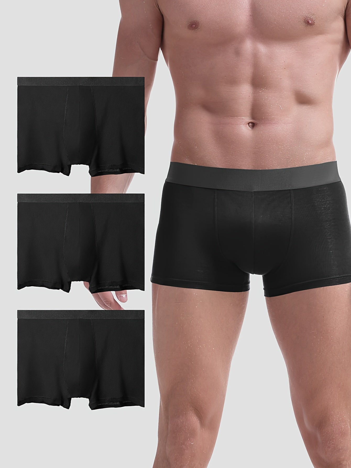 3 pack of men's breathable cotton underwear with thin flat-leg style