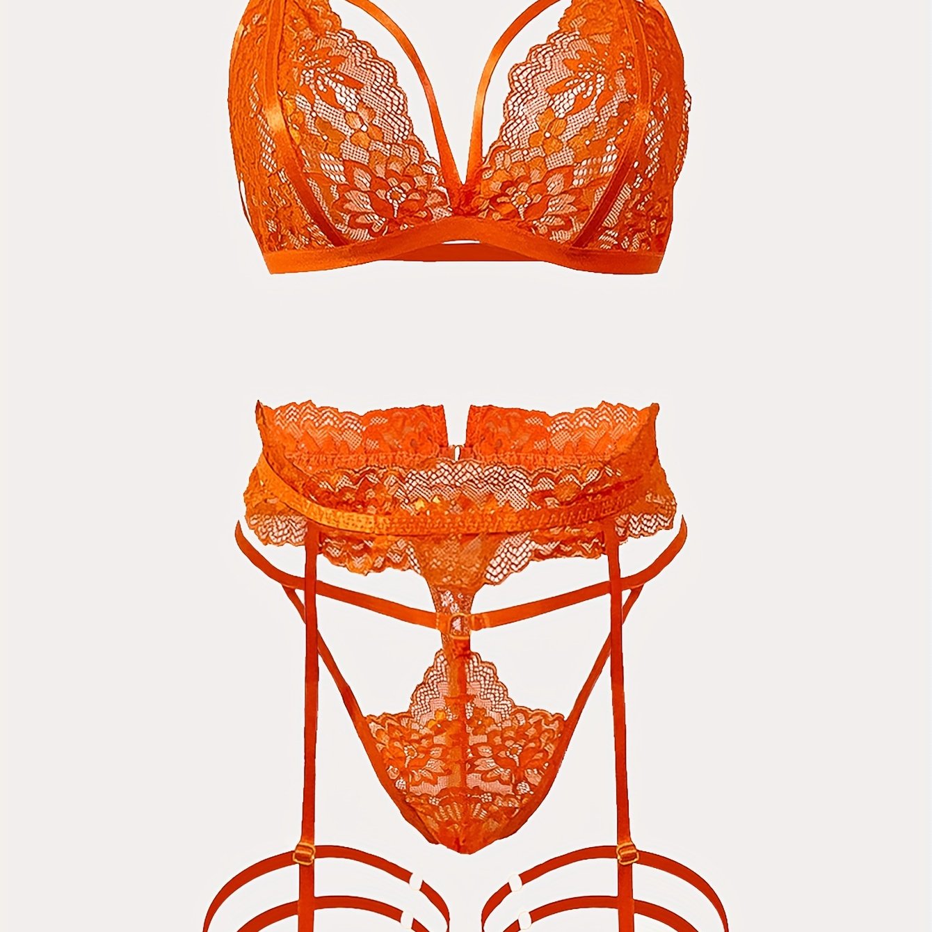 Sexy Koningsdag Lace Lingerie Set with Bra, Garter Belt, and Thong