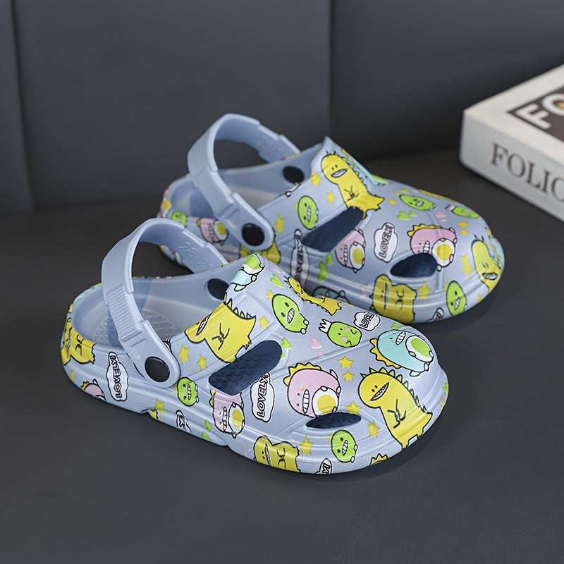 Boys' Casual Cartoon Clogs - Breathable, Lightweight, and Anti-Slip for Indoor/Outdoor Use in Spring and Summer.