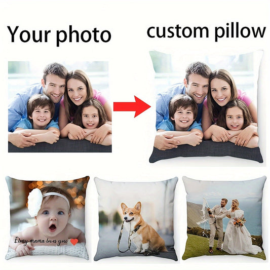 Create Your Own Photo Pillow Cases for Loved Ones - Soft Polyester Knit Fabric Cover - Perfect Gift for Special Occasions like Mother's Day, Father's Day, Thanksgiving, Teacher's Day - Single-Sided Printing, Personalized Pillows for Graduation, Wedding