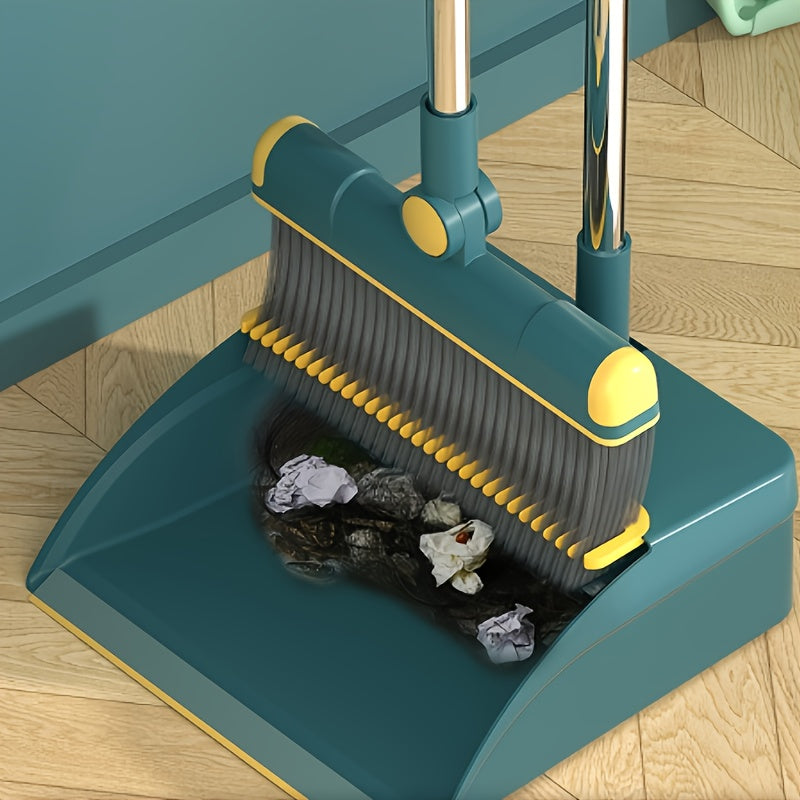 Magic Broom & Dustpan Set with Rotatable and Foldable Design - Ideal for Effortless Cleaning in Any Room | Easily Sweep Away Dirt and Pet Hair with Water Scraper