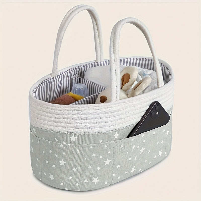 Portable Storage Basket with Star Design, Diaper Caddy Organizer and Storage Bin