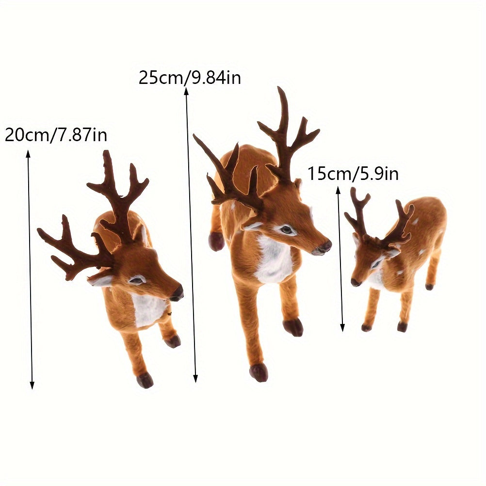 1 Festive Plush Reindeer for Christmas decoration, made of polyester and plastic, no power required. Perfect for home and kitchen holiday décor or as a New Year's ornament.