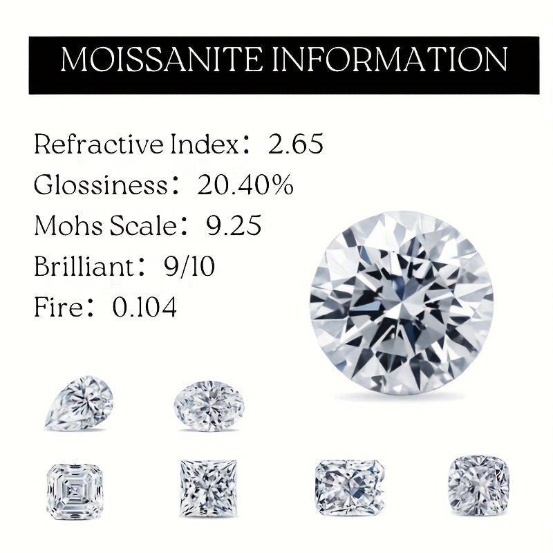 1/2/5 Carat Moissanite Band Ring - Elegant Silvery 925 Finger Ring Jewelry, Perfect for Daily Wear