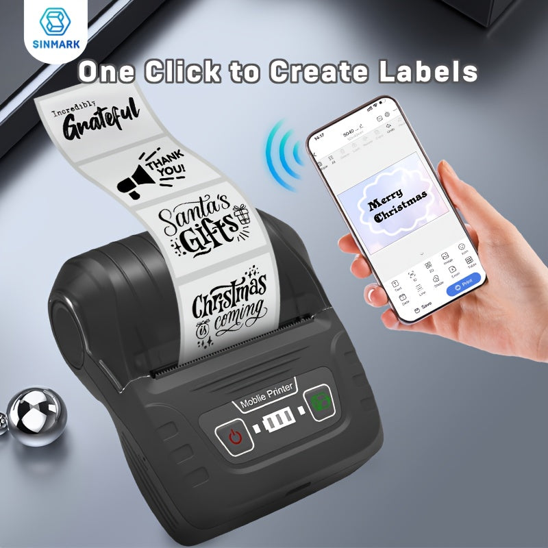 SinMARK SK58 Label Maker is a portable printer for small businesses, offices, and homes. It comes with a roll of 4030 paper.