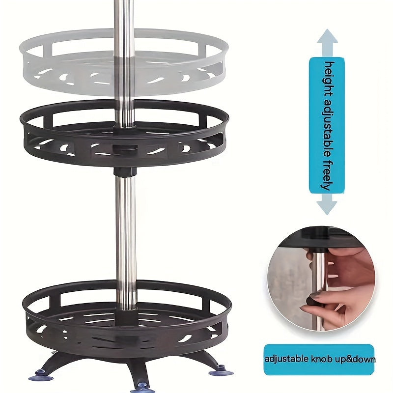 Round 3-Tier Rotating Storage Rack for Kitchen - Versatile Organizer for Spices, Cosmetics, Salt, Sauce, and Vinegar!