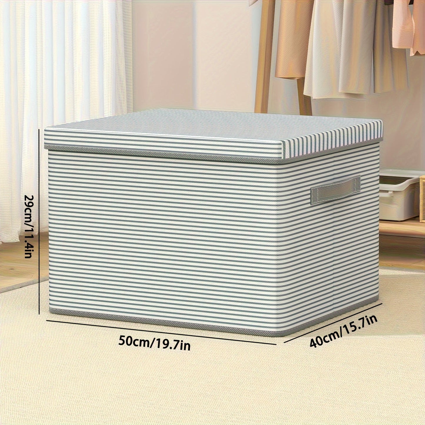 Space-saving storage box with lid by YOUFEN - made of non-woven fabric, great for organizing clothes, quilts, and toys in your bedroom or while traveling.