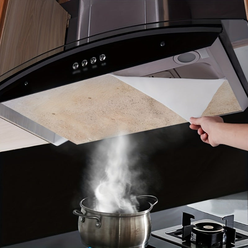 Oil-proof covers for kitchen range hoods, 12/24 pieces, disposable side oil-absorbing film, no battery needed.