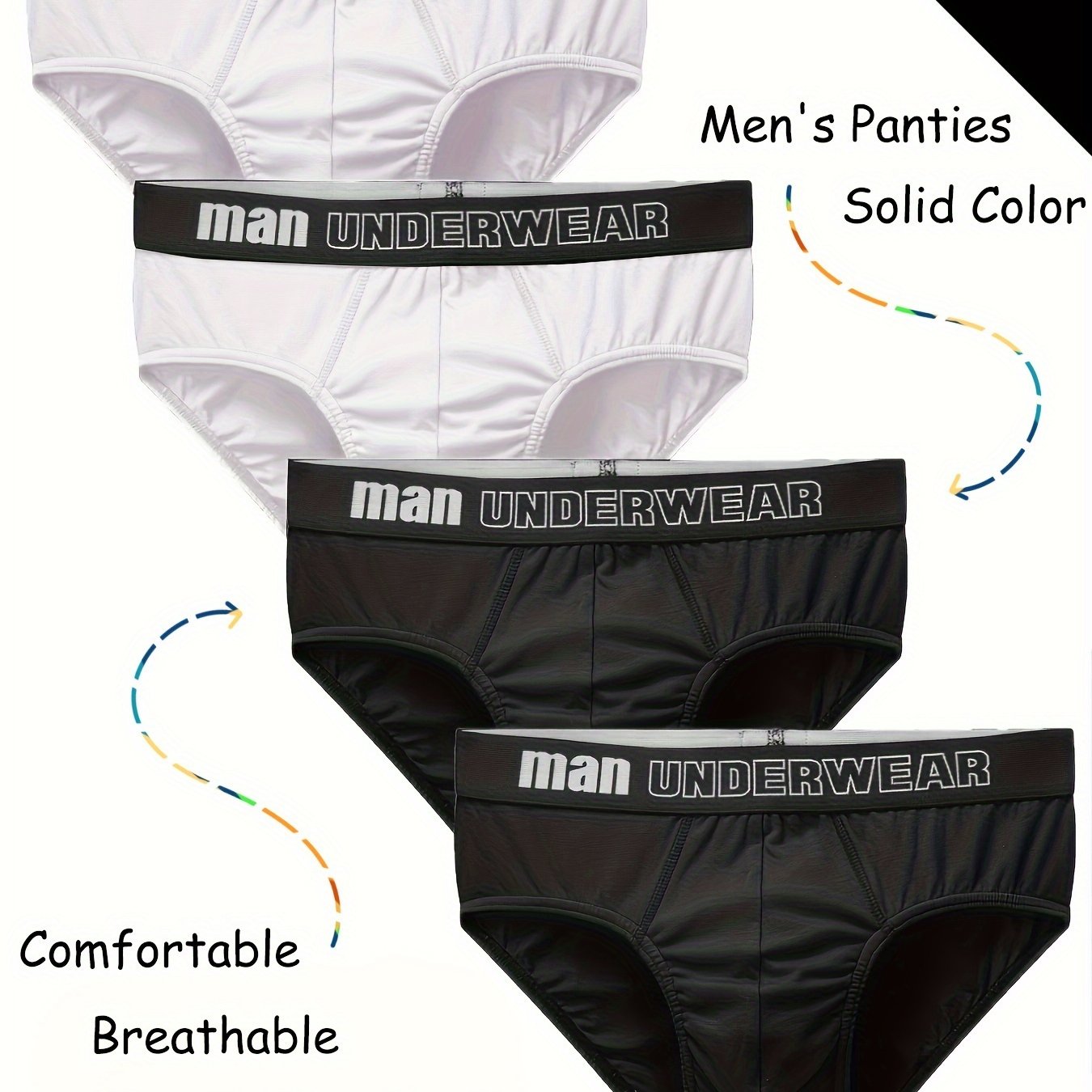 Men's Mid Waist Stretch Cotton Briefs Underwear