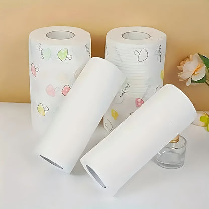 1 Roll of Eco-Friendly Disposable Kitchen Paper Towels - Can be Used up to 500 Times! Non-Stick Cloth Absorbs Oil and Grease, Washable and Can be Used Wet or Dry for Cleaning and Drying. Made from Natural Virgin Wood Pulp - The Ultimate Cleaning Tool!