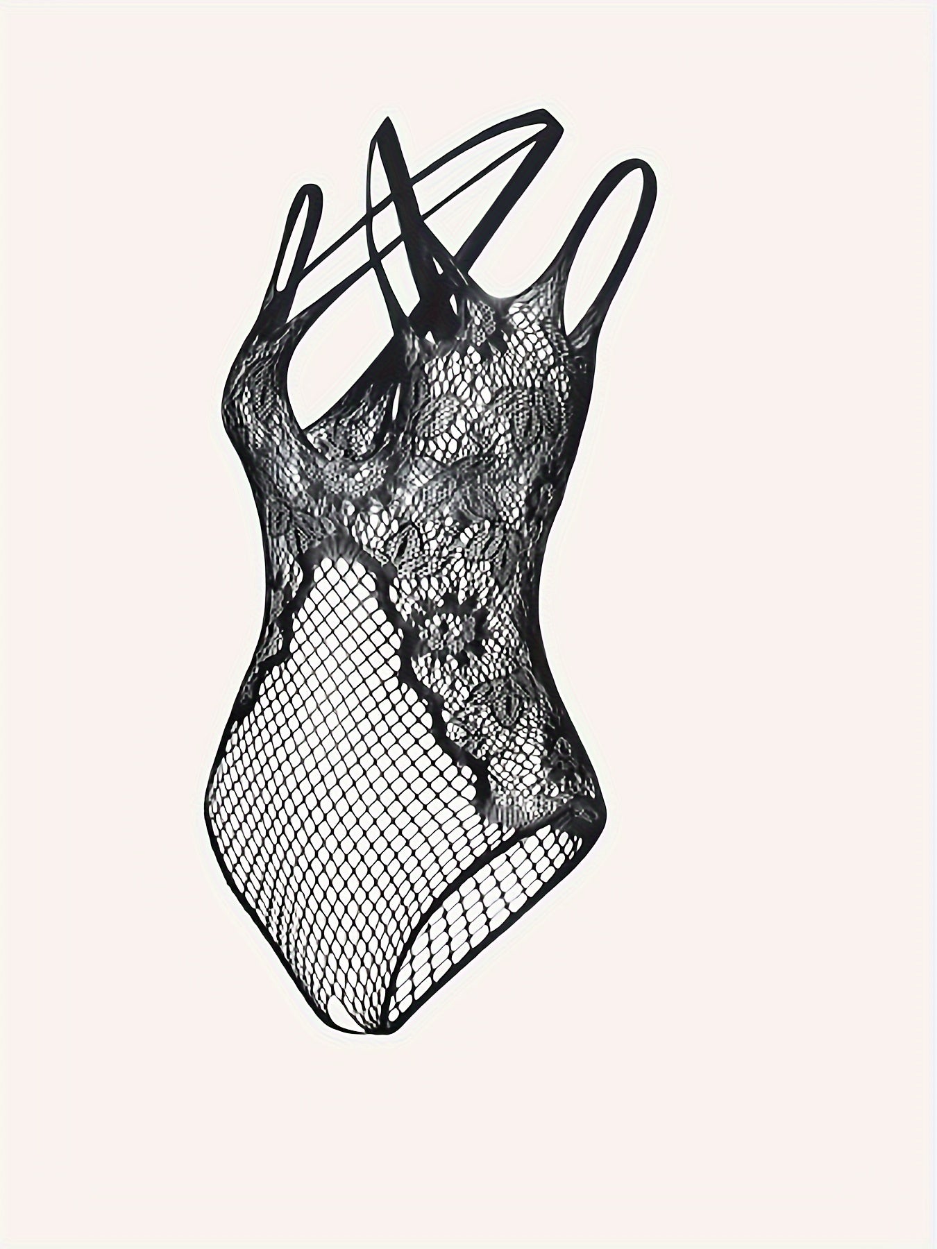 Sexy Mesh Pattern Sleeveless Bodysuit, Women's See-through Lingerie