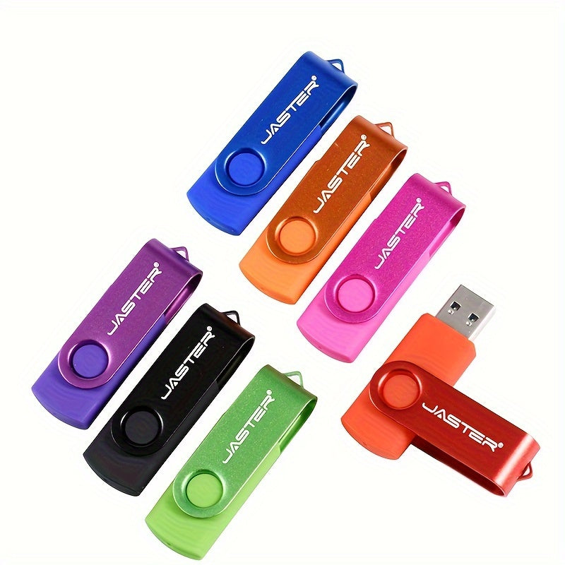 JASTER 128GB High-Speed USB 2.0 Flash Drive with Rotatable Metal Memory Stick, Keychain, and Bright Colors - Perfect for Business Gifting