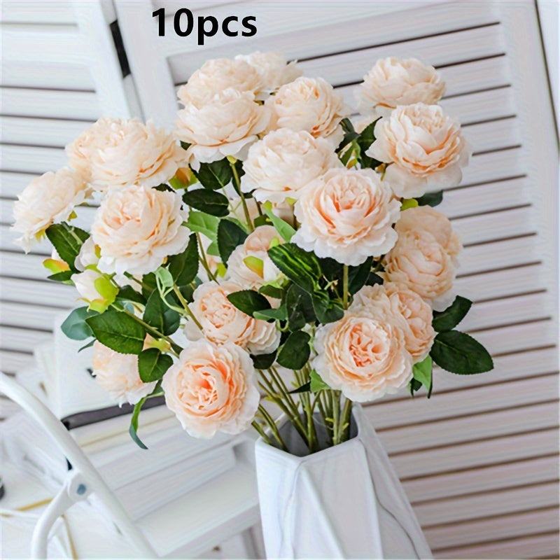 1PC European-style imitation peony, ideal for wedding season and home wedding decoration, featuring three heads.