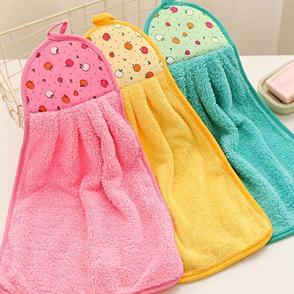 Colorful Fruit Pattern Hand Towels: Soft, Absorbent, Quick-Dry Polyester. Versatile for Kitchen/Bathroom, with Hanging Loop. Includes 3pcs.