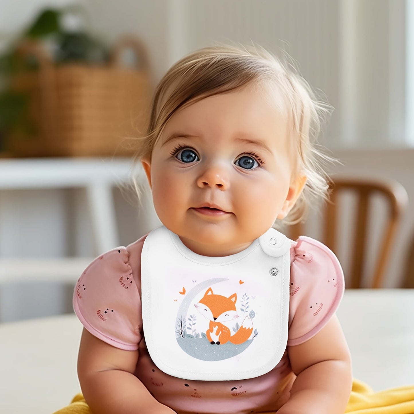 Set of 6 cartoon-themed adjustable snap waterproof feeding bibs for boys, girls, and babies, featuring designs for spring, summer, autumn, and winter seasons, perfect for eating and drooling.