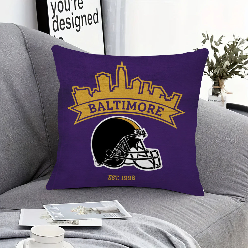 Baltimore Football Themed Cushion Cover - 45.72x45.72 cm - Made from Durable Polyester - Machine Washable - Single-Sided Print - Zipper Closure - Ideal for Home & Living Room Decor - Suitable for Ages 14+