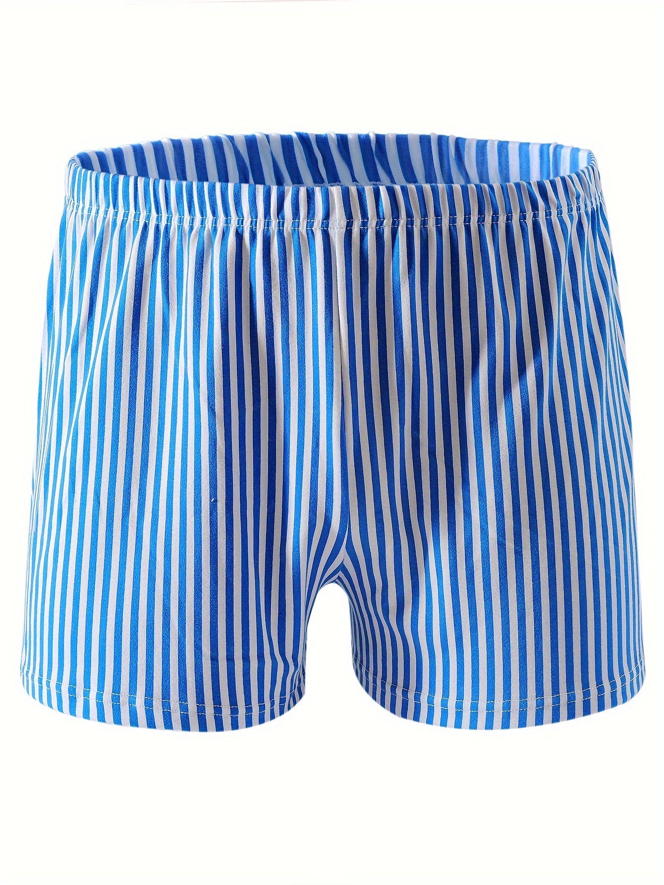 Men's Boxer Briefs 4-Pack: Striped, Comfortable, Breathable, Polyester/Spandex Blend, Elastic Waistband, Casual Style, Long and Wide Legs, Ideal for Home and Travel.