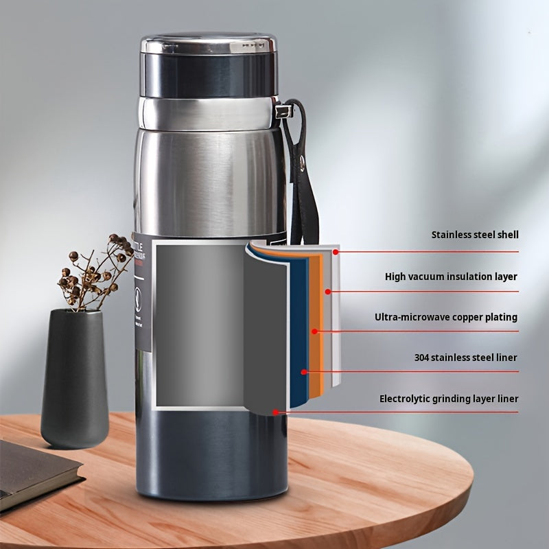 Premium 316 Stainless Vacuum Insulated Water Bottle - 800ml/27oz. Traditional Chinese gift drinkware keeps beverages cold for 24 hours and warm for 10 hours. Portable for camping, hiking, driving, and car travel. PVC-free with seal feature for climbing.