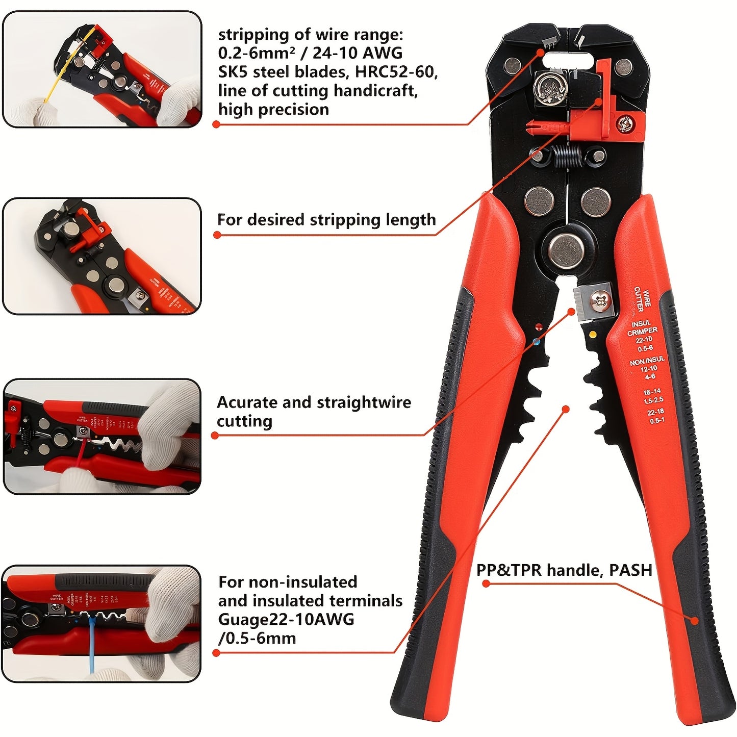 1pc Automatic Wire Stripper: Versatile tool for electrical wire stripping, cutting, and crimping.