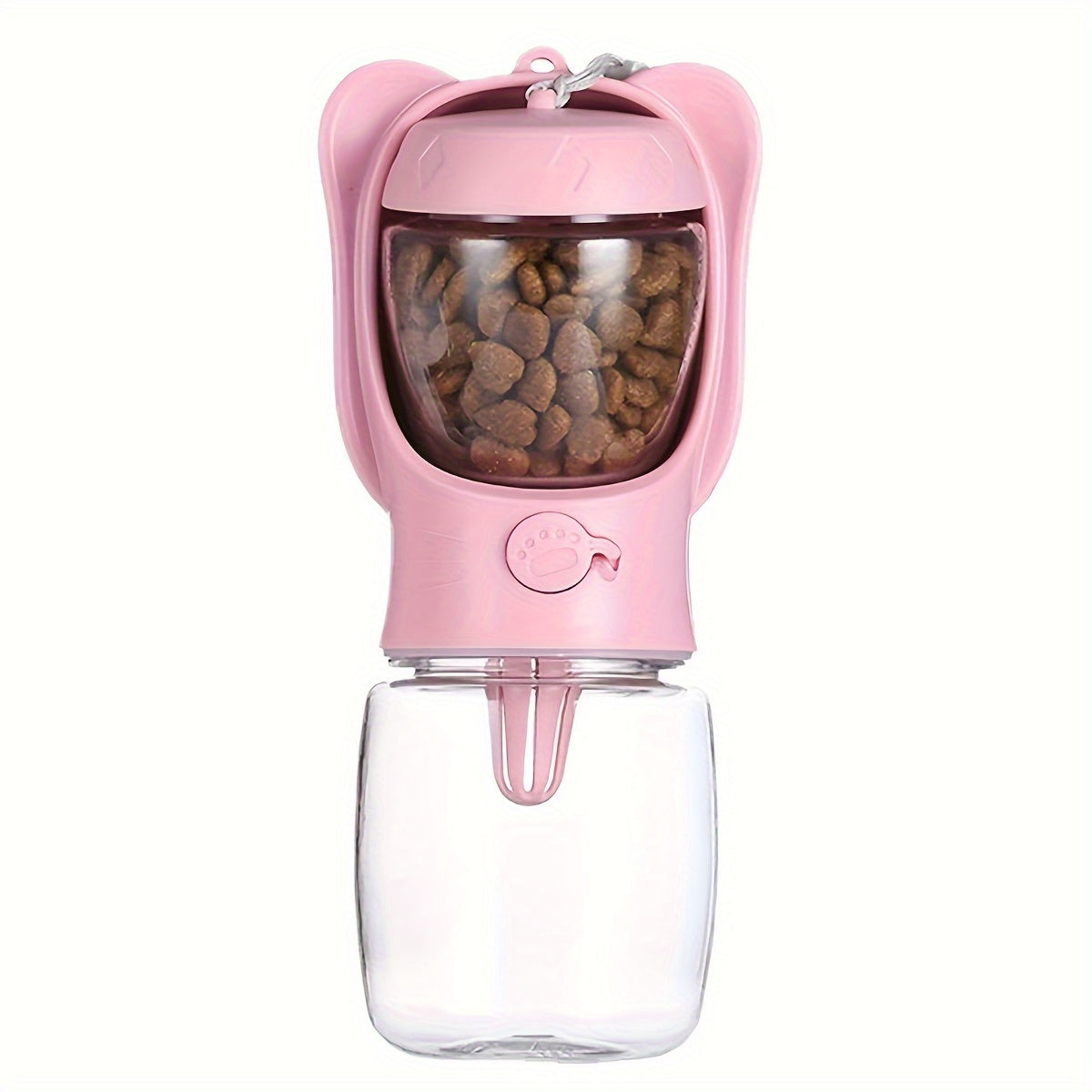 Portable dog water bottle with food container for walking, hiking, and travel. Ideal for cats, puppies, and other pets.