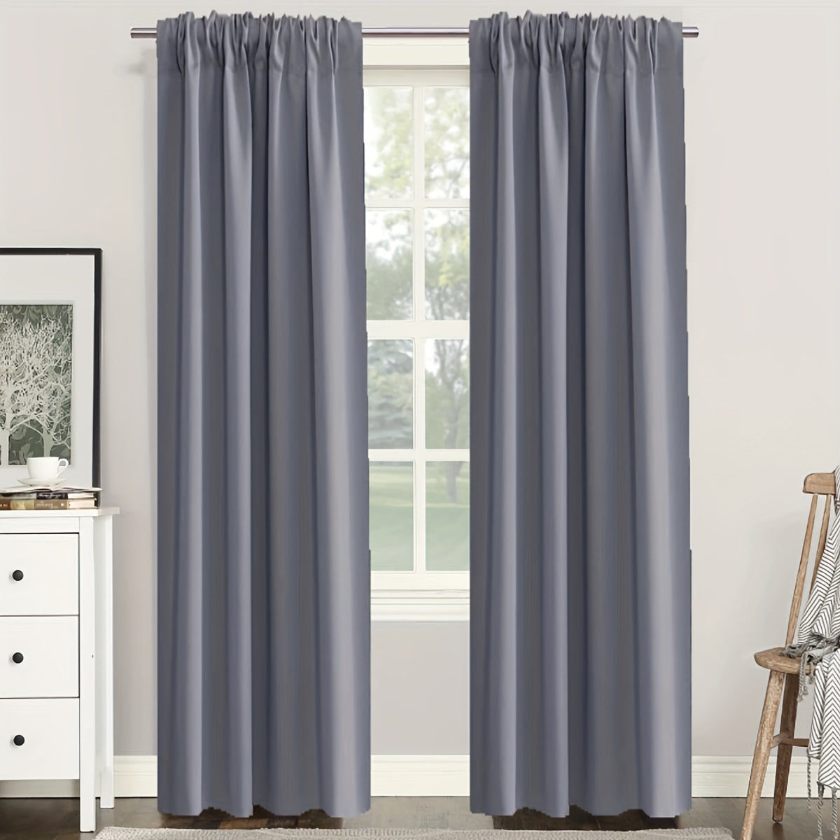 1PC Insulated Rod Pocket Bedroom Blackout Curtains for Room Darkening and Noise Reduction