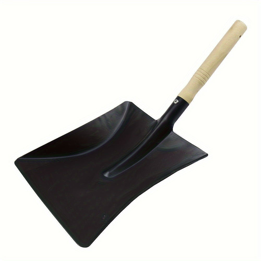 Wood Handle Fireplace Shovel - Durable Metal and Wood Ash Scoop for Efficient Fireplace Cleaning