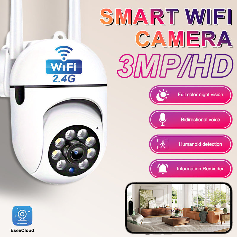 The Teruhal 3MP Wireless Security Camera is perfect for both indoor and outdoor use. It features WiFi connectivity with auto tracking, alarm capabilities, and color night vision. The advanced AI motion detection ensures you never miss a thing, while the