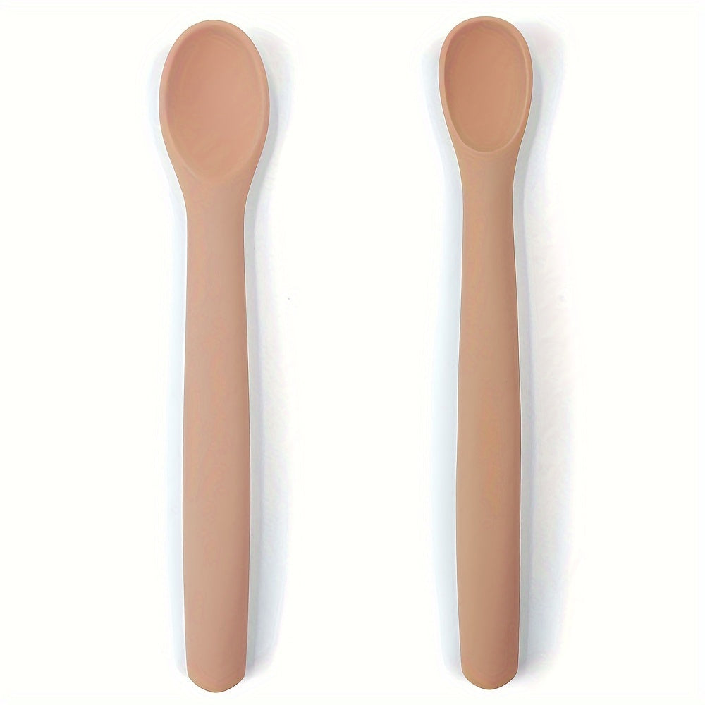 Set of 2 Silicone Feeding Spoons with Soft Tips and Bendable Design for Easy Training, Exceptionally Durable and Chew-Resistant