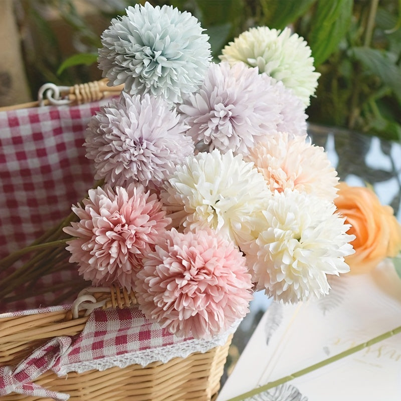 5pcs Faux Dandelion Flower Bouquet for Wedding, Parties, or Home Decor