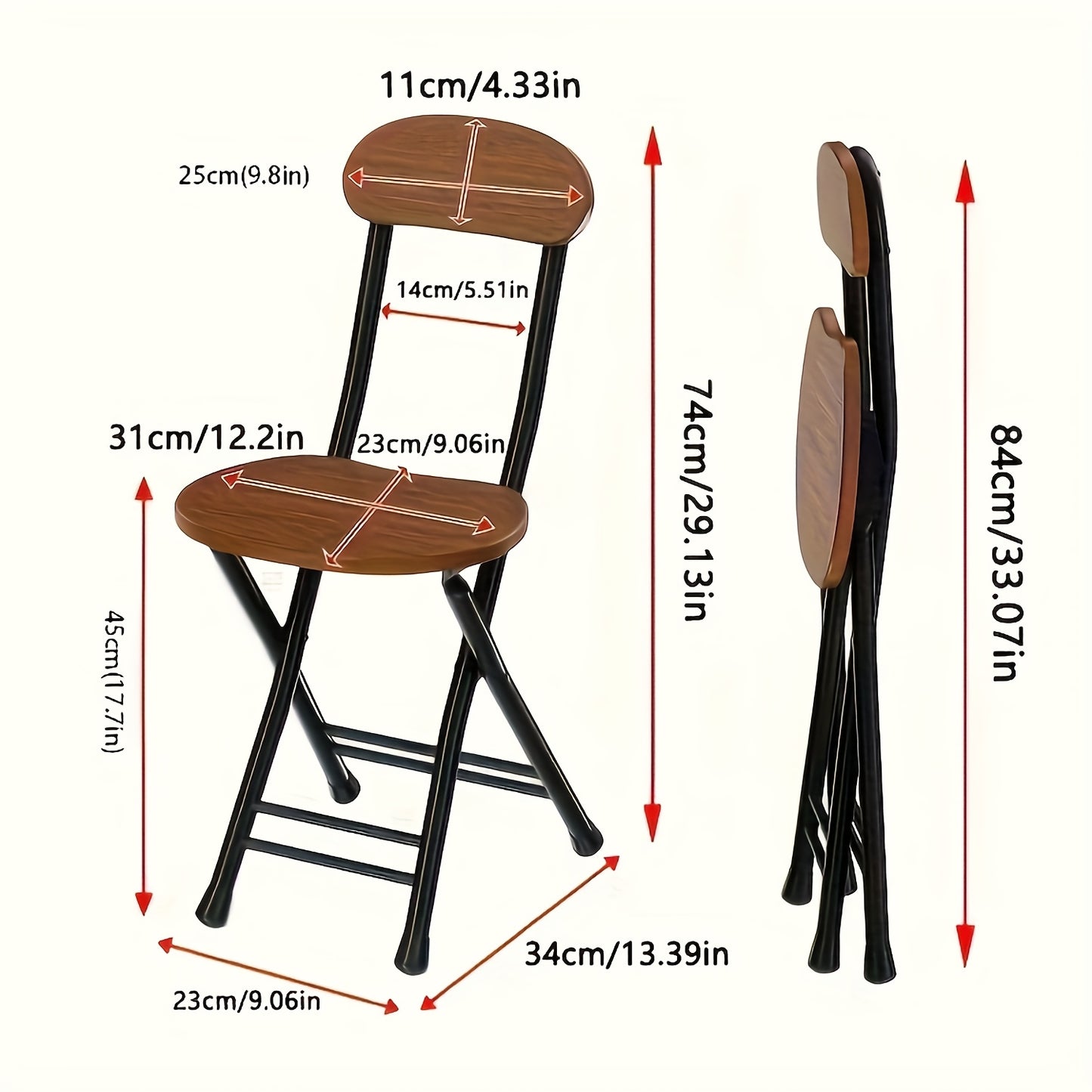 Ergonomic folding chair in deep brown - lightweight, durable, portable for home, office, dorms, outdoors, with easy assembly, space-saving design.