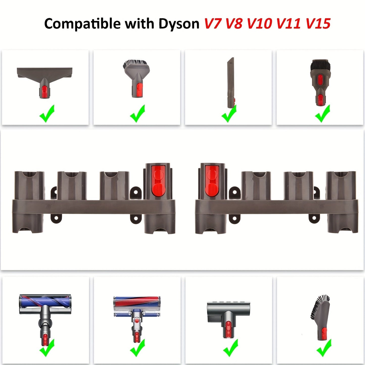 Wall Mount Accessories Organizer for Dyson Vacuum Cleaners - Suitable for V7/V8/V10/V11/V12/V15 Models - Hanging Rack and Storage Bracket Included