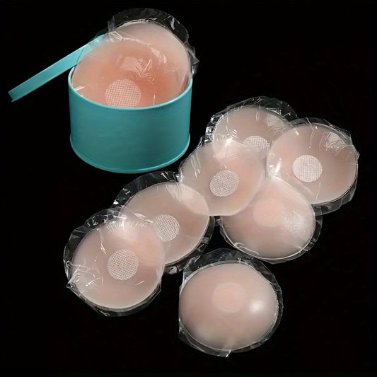 6 reusable silicone nipple covers for women's lingerie, strapless and invisible with self-adhesive.