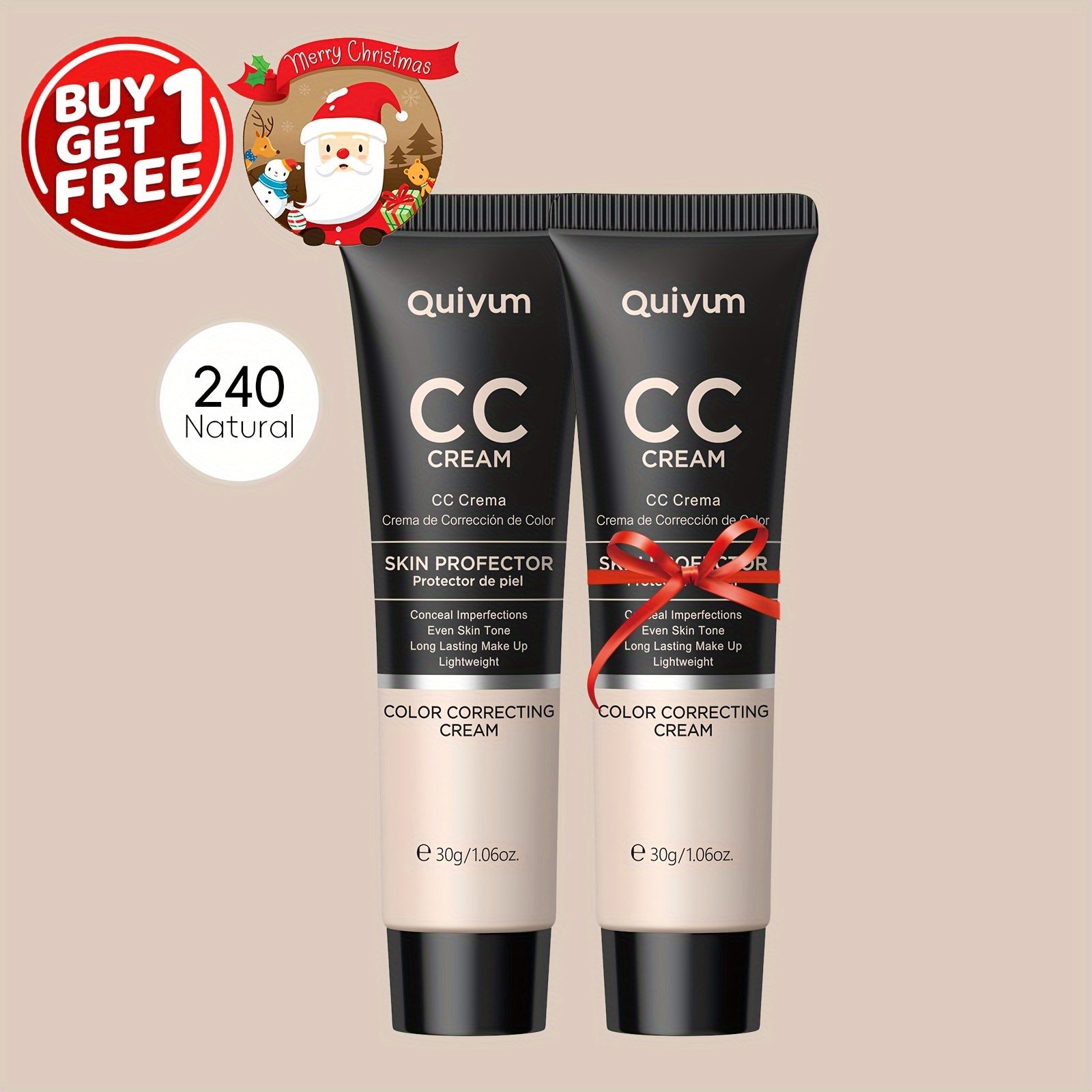 Quiyum CC Cream Buy 1 Get 1 Free, Waterproof Concealer Foundation, Glycerin-Enriched, Long-Lasting Coverage, Ideal Birthday Party Gift