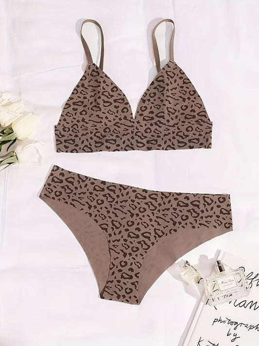 Leopard Seamless Bra Set