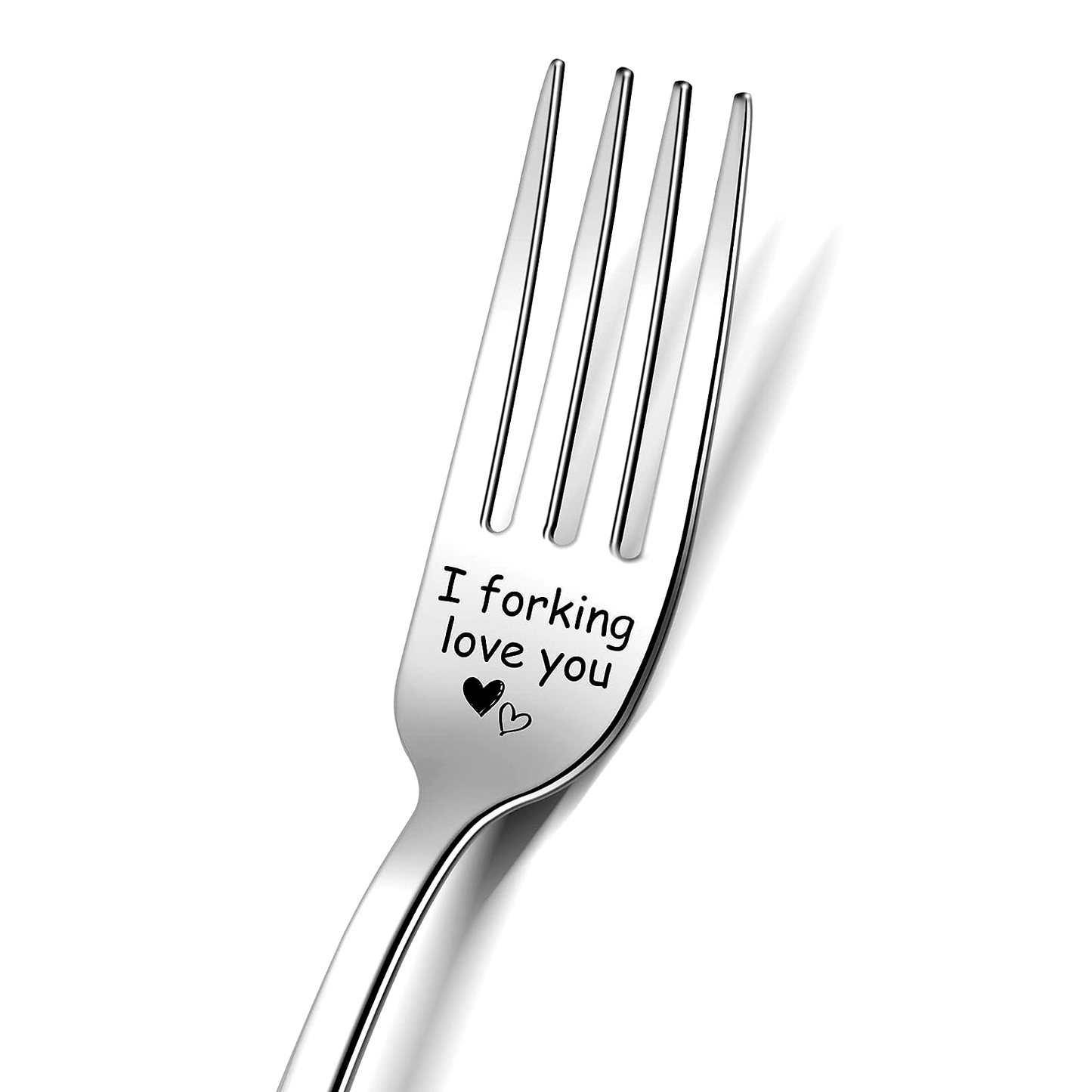 I Love You" Engraved Stainless Steel Dinner Fork - Perfect romantic gift for any occasion.