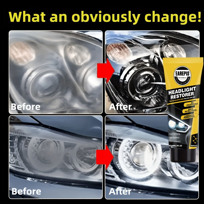 Revive Your Car Headlights with 1pc AutoHeadlight Restoration Cream - Effectively Removes Scratches, Oxidation, and Restores Brightness - No Power or Batteries Required - Easy to Use Car Headlight Repair Solution for Maintenance and Refurbishment