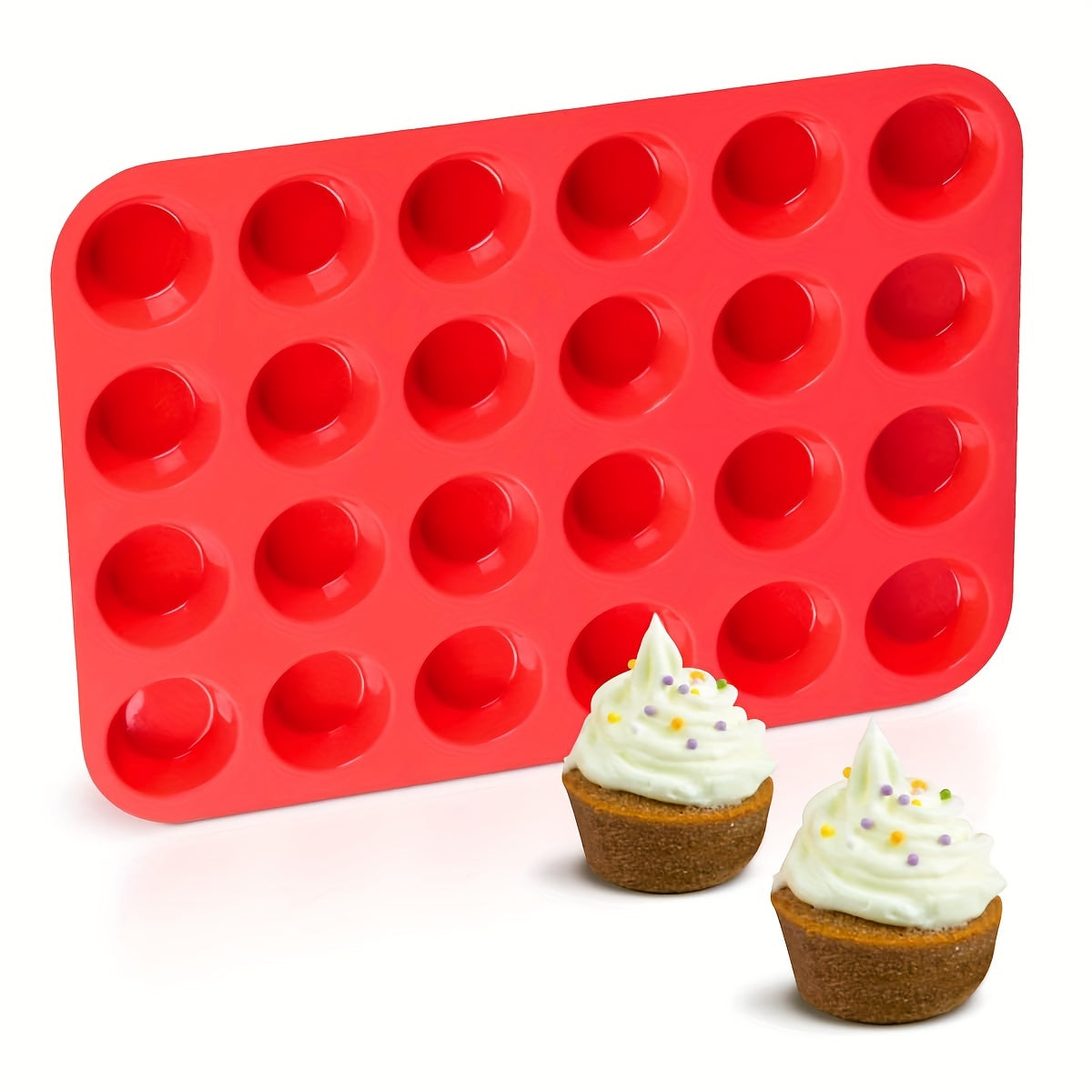 1 piece Silicone Muffin Pan Mini with 24 Cups Cupcake Pan, Nonstick Silicone Baking Pan for Cupcakes and Mini Cakes. Perfect for Making Muffin Cakes, Tarts, and Fat Bombs. Dishwasher Safe.