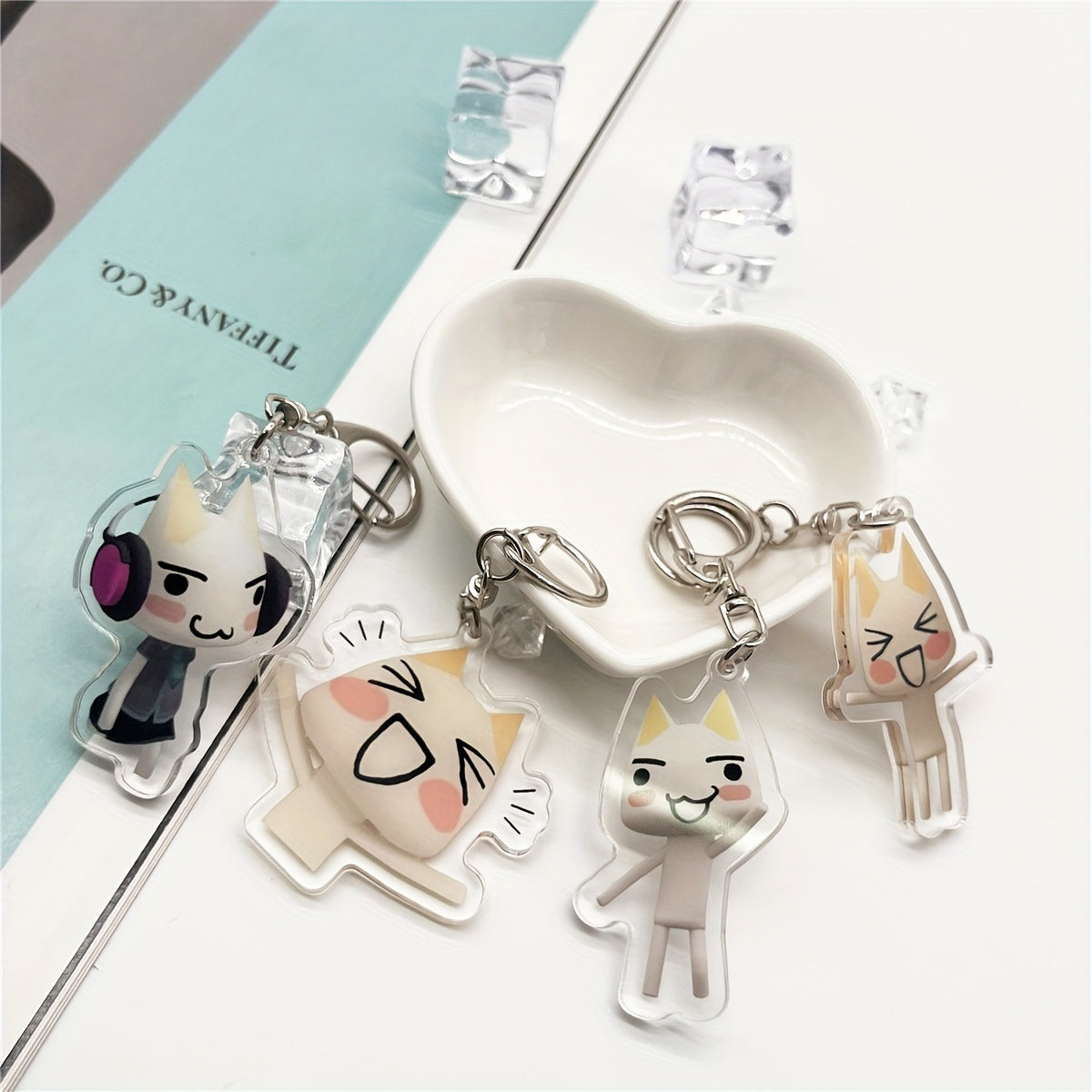 Adorable Cartoon Cat Acrylic Keychain by Inoue Toro - Perfect for Bag Accessories, Pendants, Jewelry, and Fan Gifts