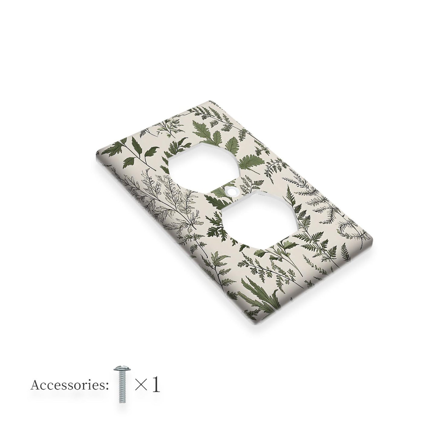 1 Sage Leaf Pattern Decorative Wallplate, 1-Gang/2-Gang Outlet Cover, No Electricity Needed, Easy to Clean, Versatile Switch Plate for Bedroom, Kitchen, Office - 1 Pack.