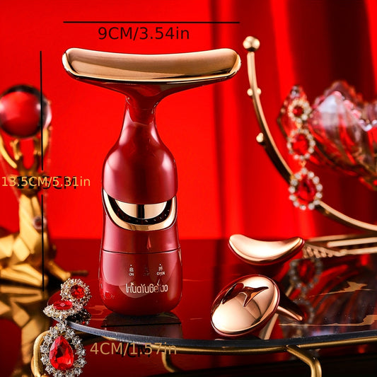 Three-in-one multi-functional facial and eye massage instrument, also suitable for neck beauty treatments.