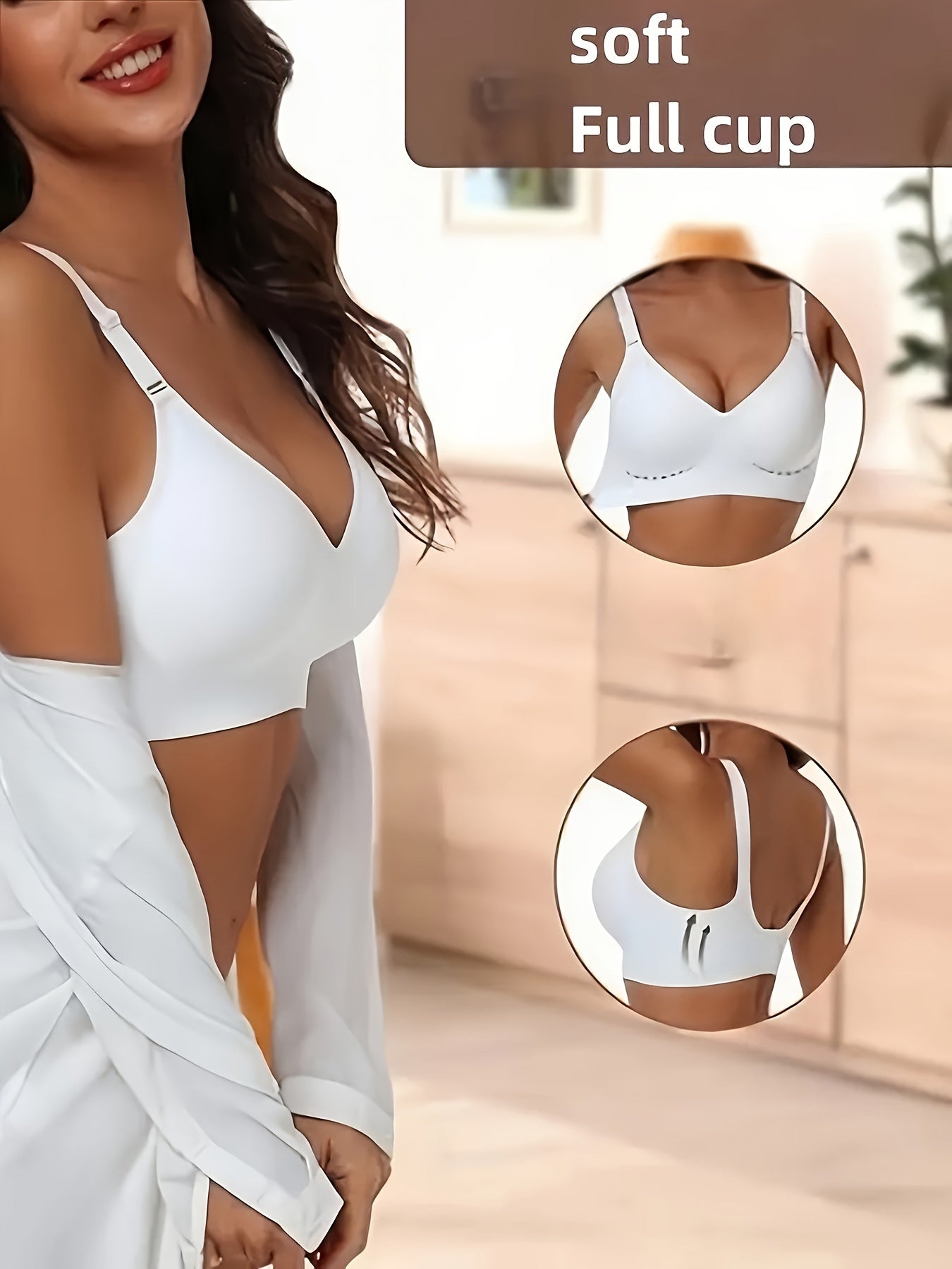 Elegant seamless jelly bralette for women: wireless and comfortable, with wide straps, built-in bra, and non-padded design. Made of nylon/elastane blend, ideal for casual attire.